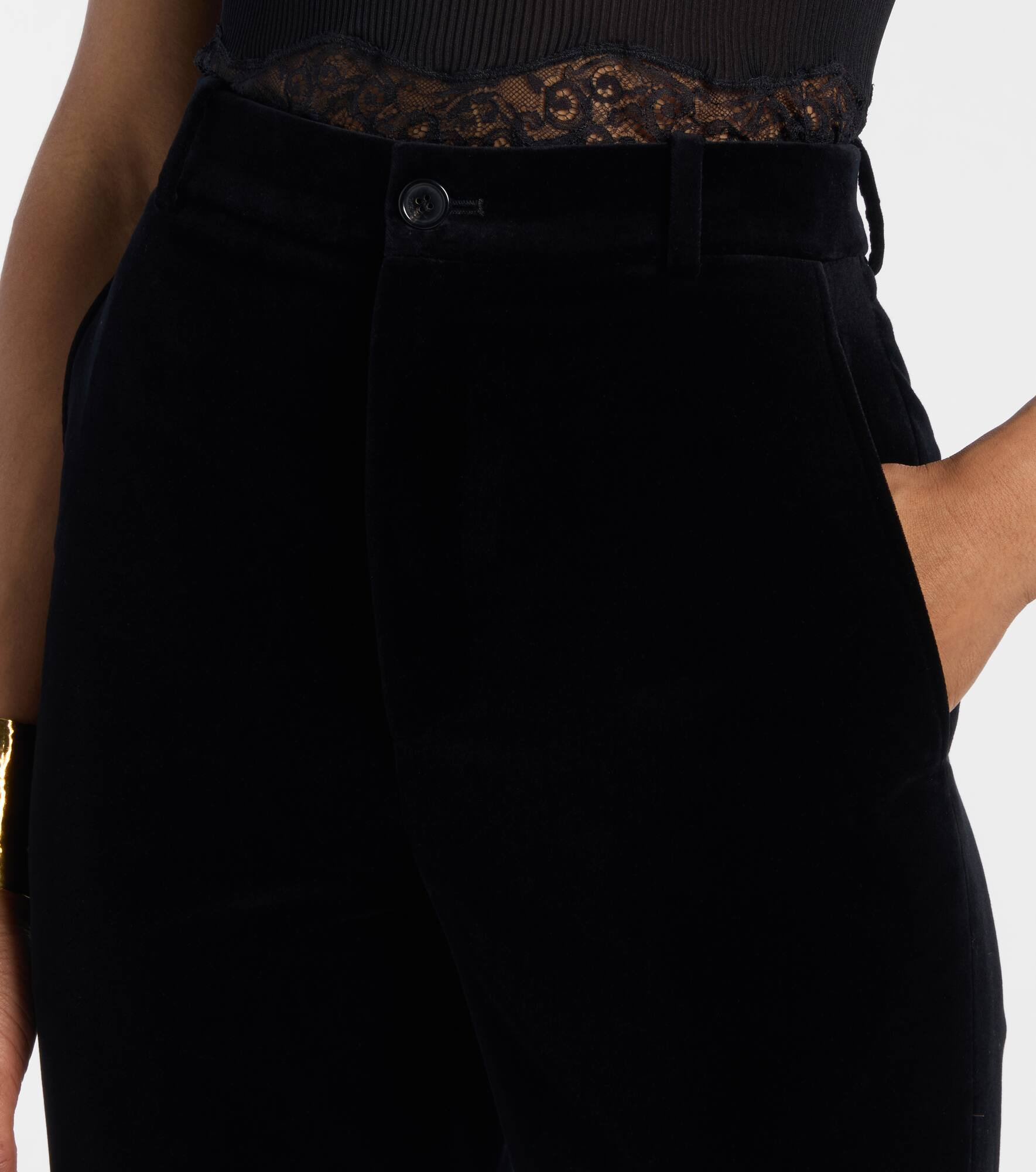 Cotton velvet cropped flared pants - 4
