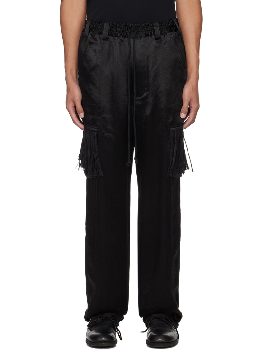 Black Lined Cargo Pants - 1