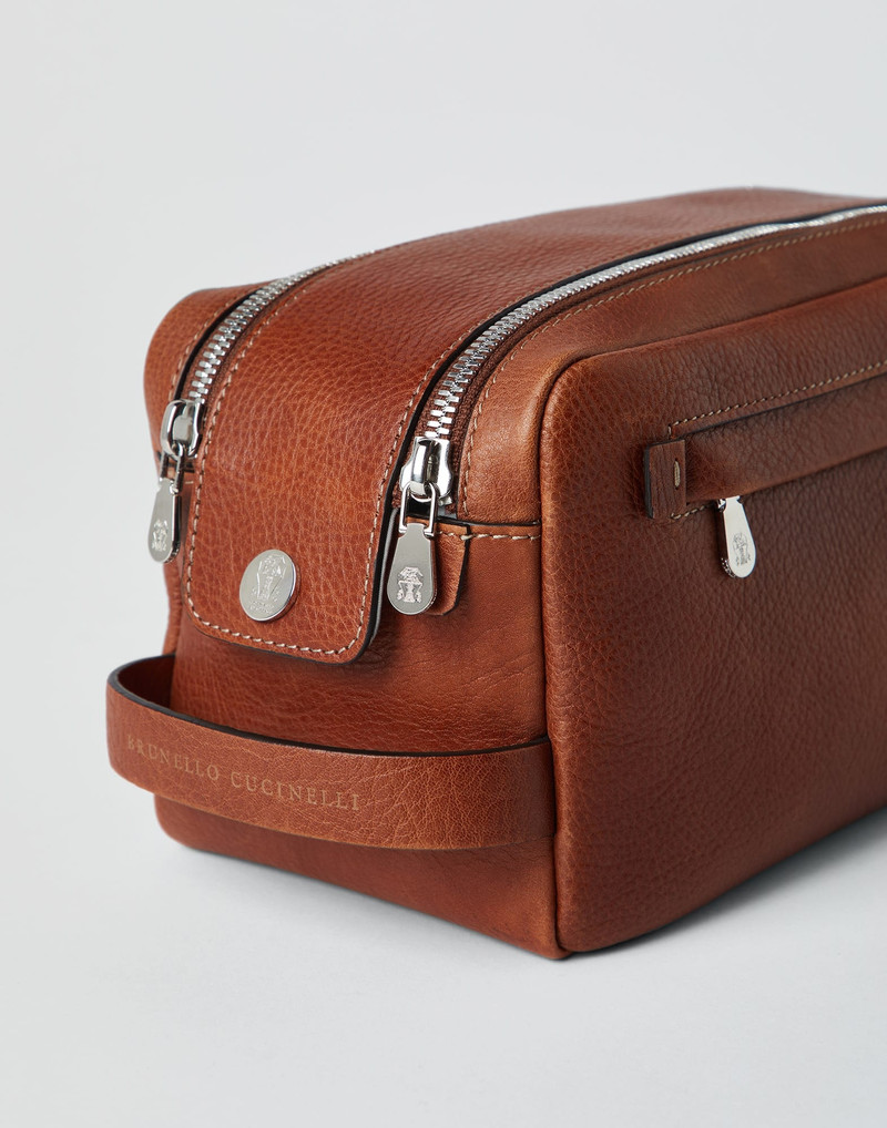Grained calfskin beauty case with double zipper 3