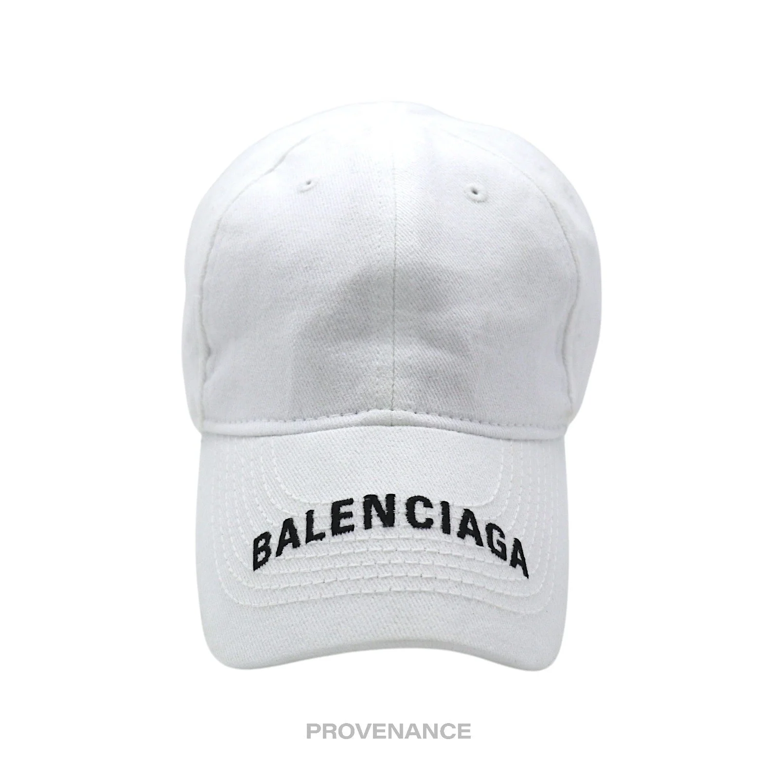 Balenciaga Embroidered Logo Cap Hat - White - 1