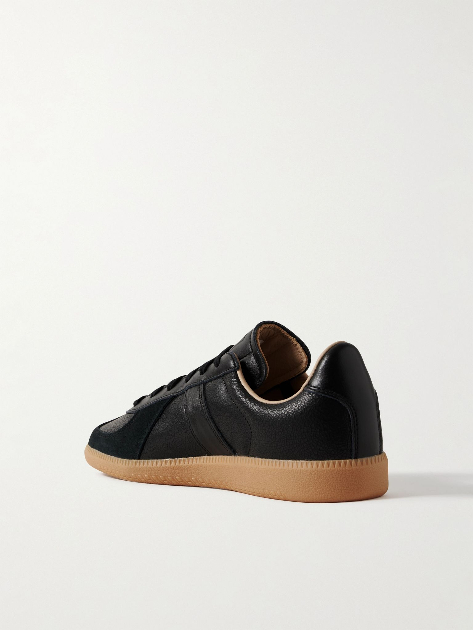 BW Army Lux Suede-Trimmed Cracked-Leather Sneakers Black - 4