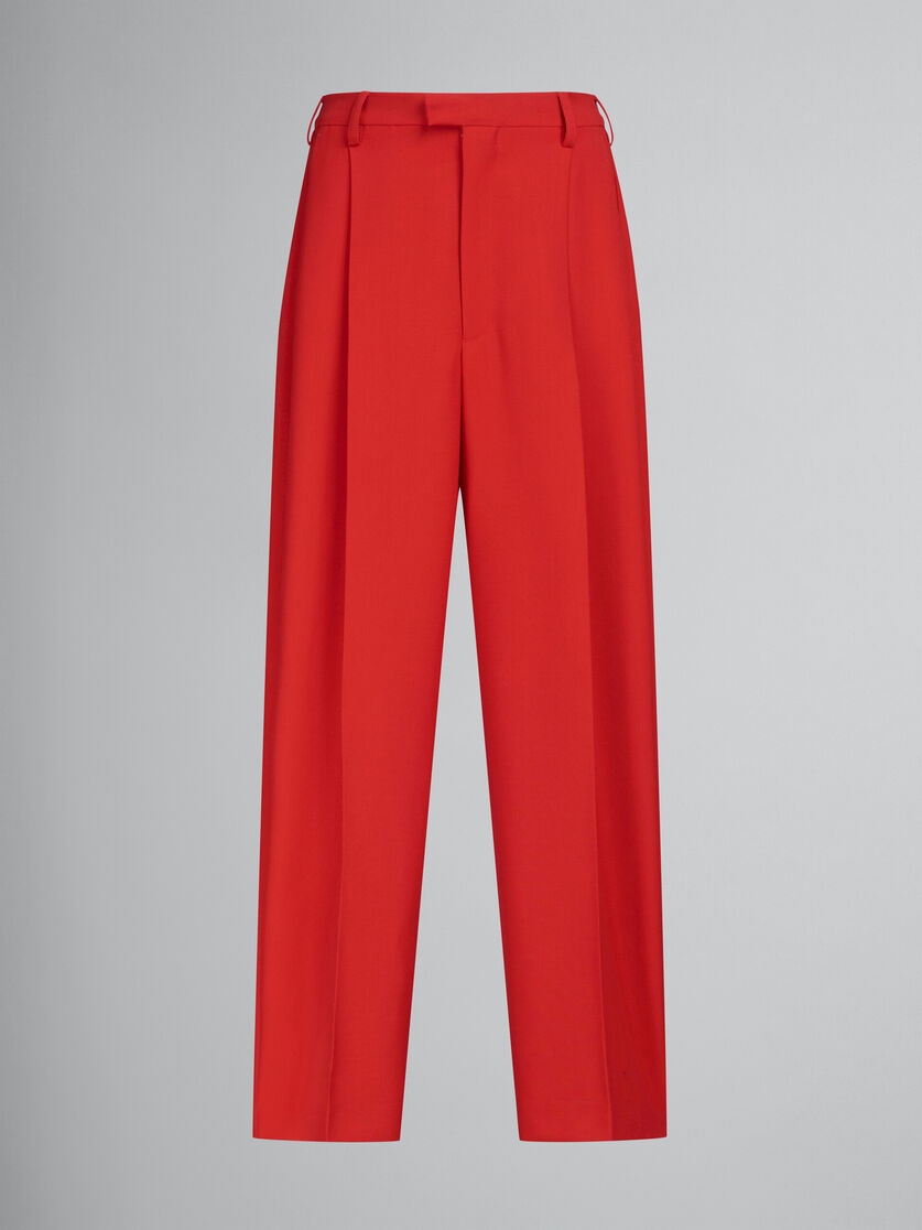RED TROPICAL WOOL TAILORED TROUSERS - 1