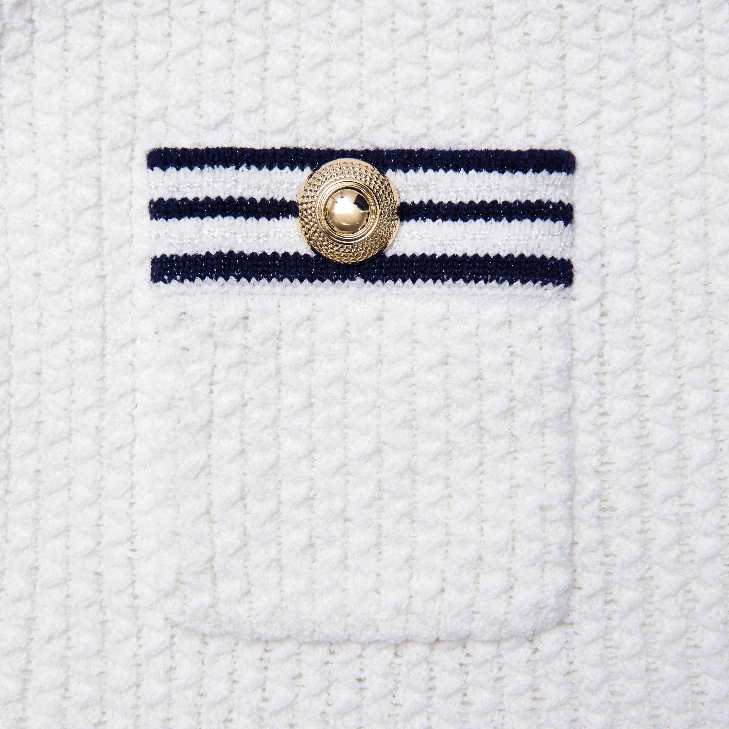 White Textured Knit Mini Skirt - 5