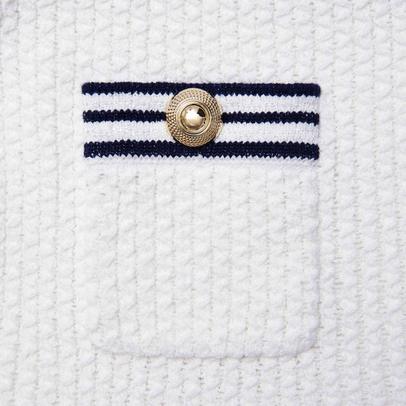 White Textured Knit Mini Skirt 5
