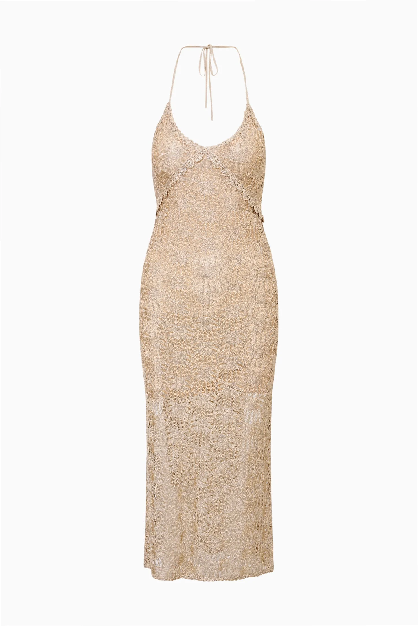 Vreya Metallic Crochet Maxi Dress - 1