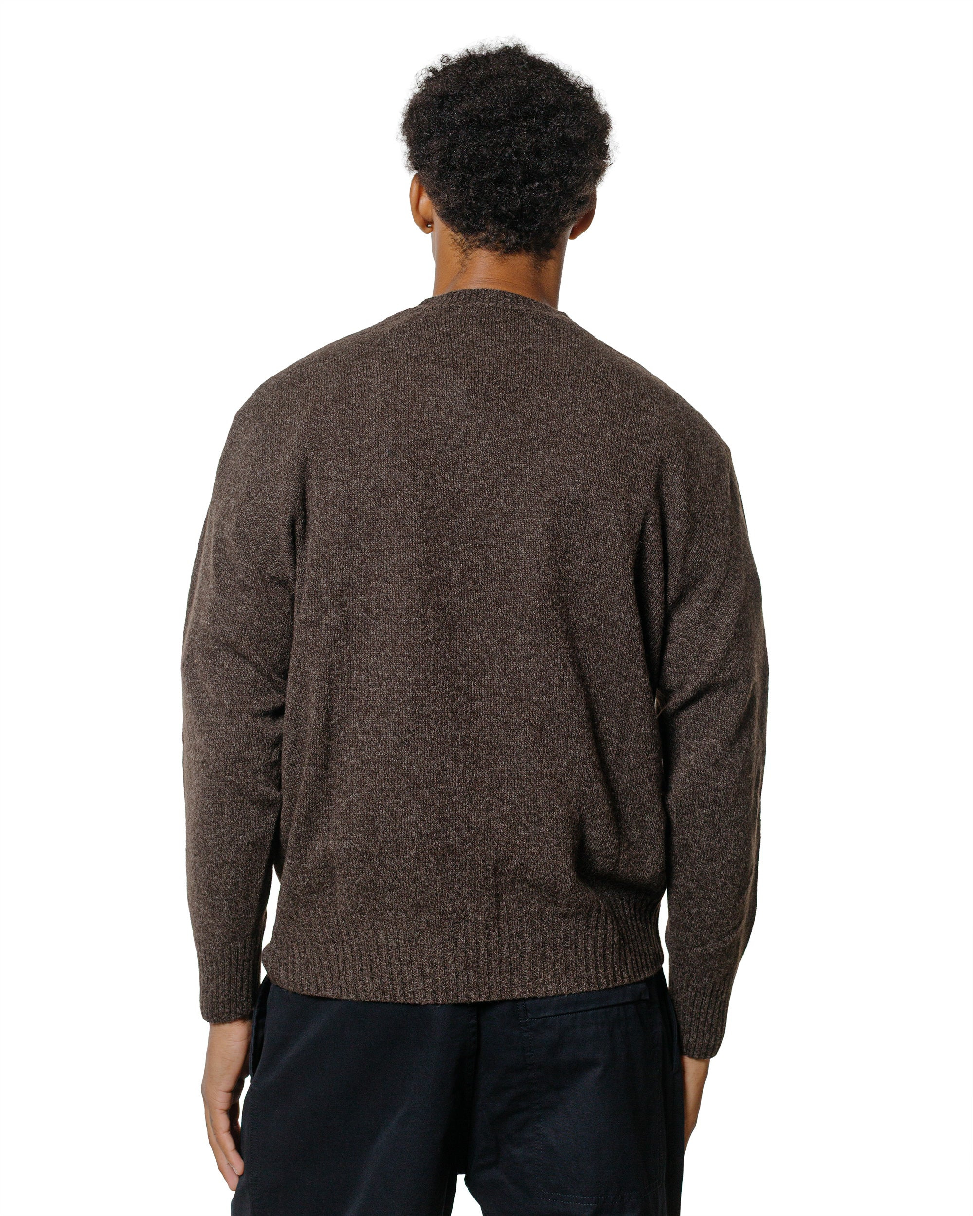 Seamless Crew Neck Yak Wool Cashmere Blend Coffee Twist - 3