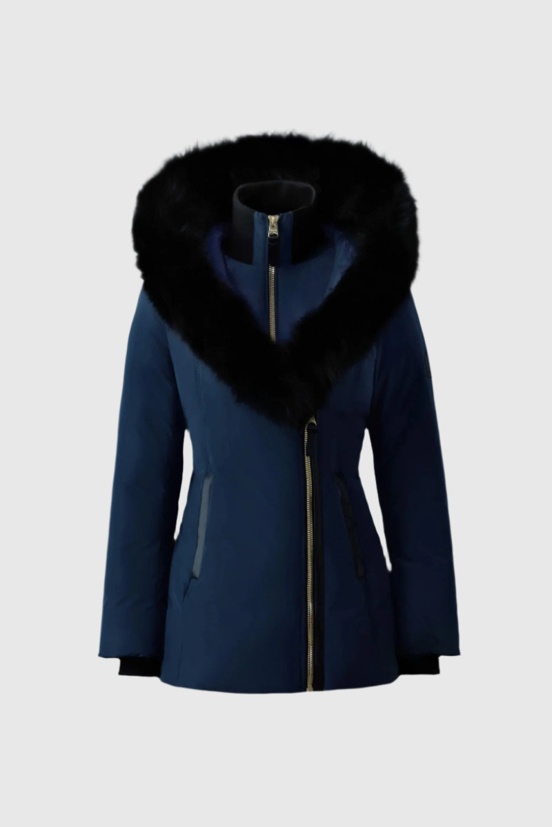 ADALI-BX Down coat with blue fox fur Signature Mackage Collar 1
