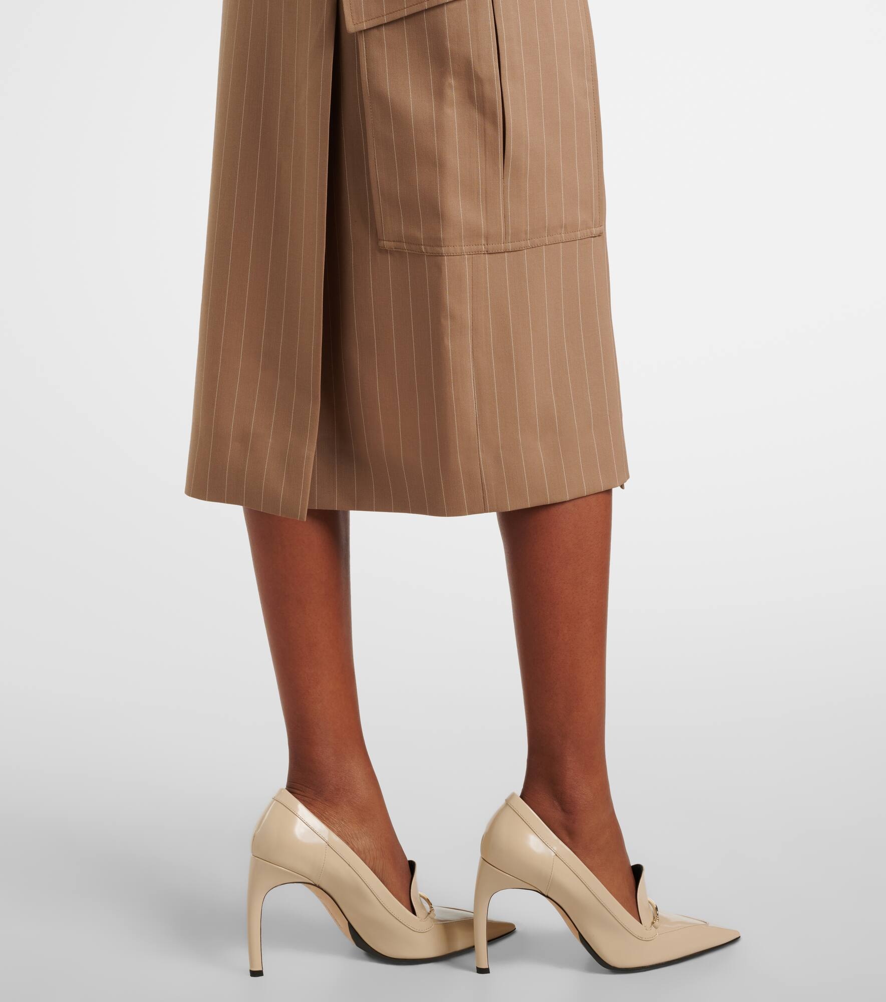 Pinstripe wool midi skirt - 5