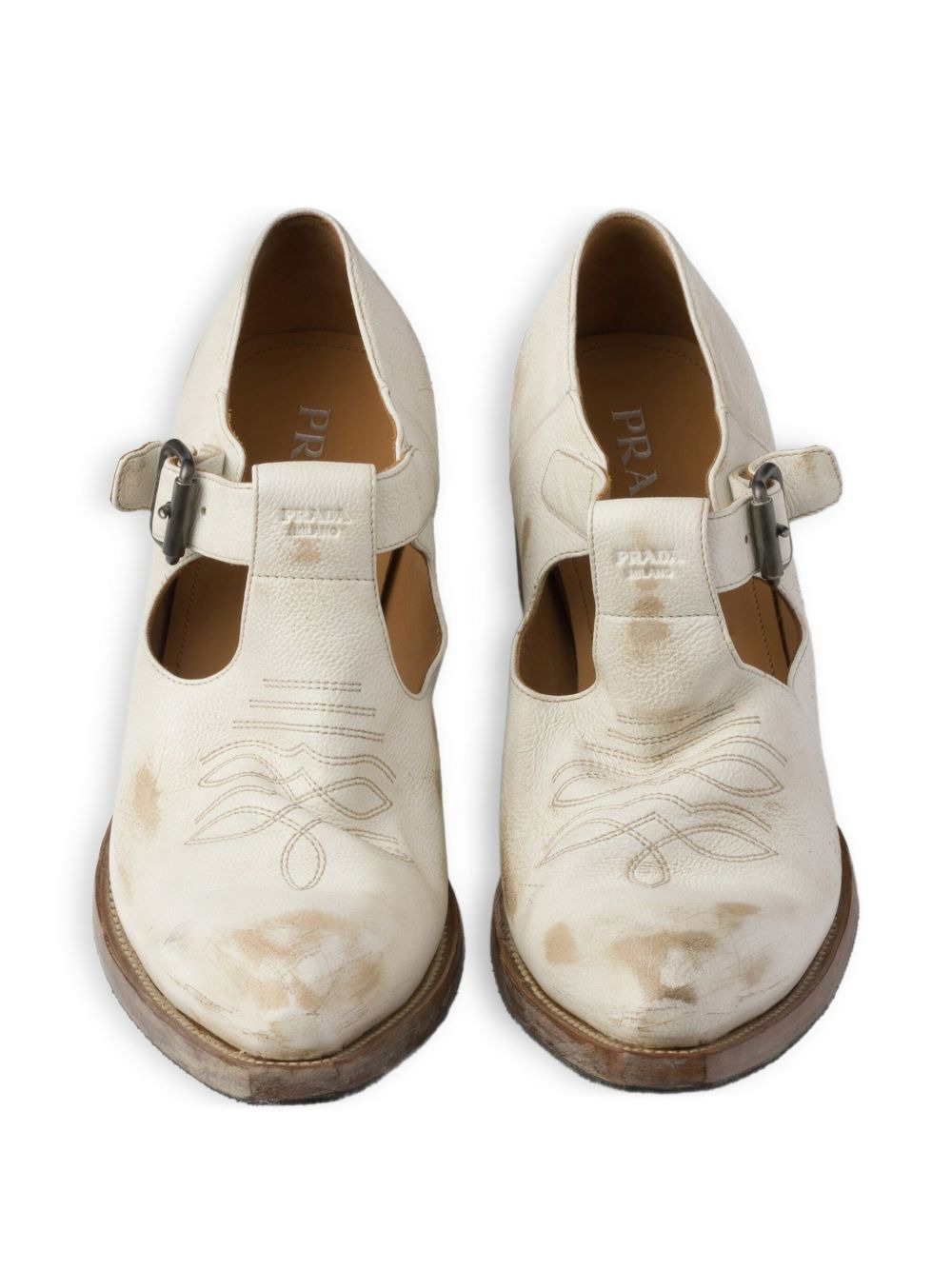 buckle-detail stitched loafers - 4