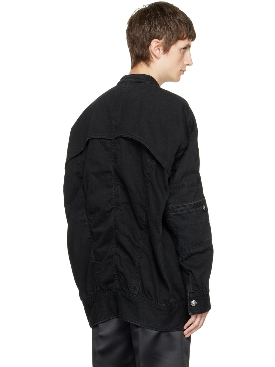 Black Bomber Denim Jacket - 3