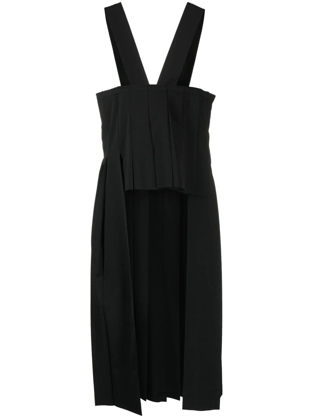 distressed-effect box-pleated dress - 1