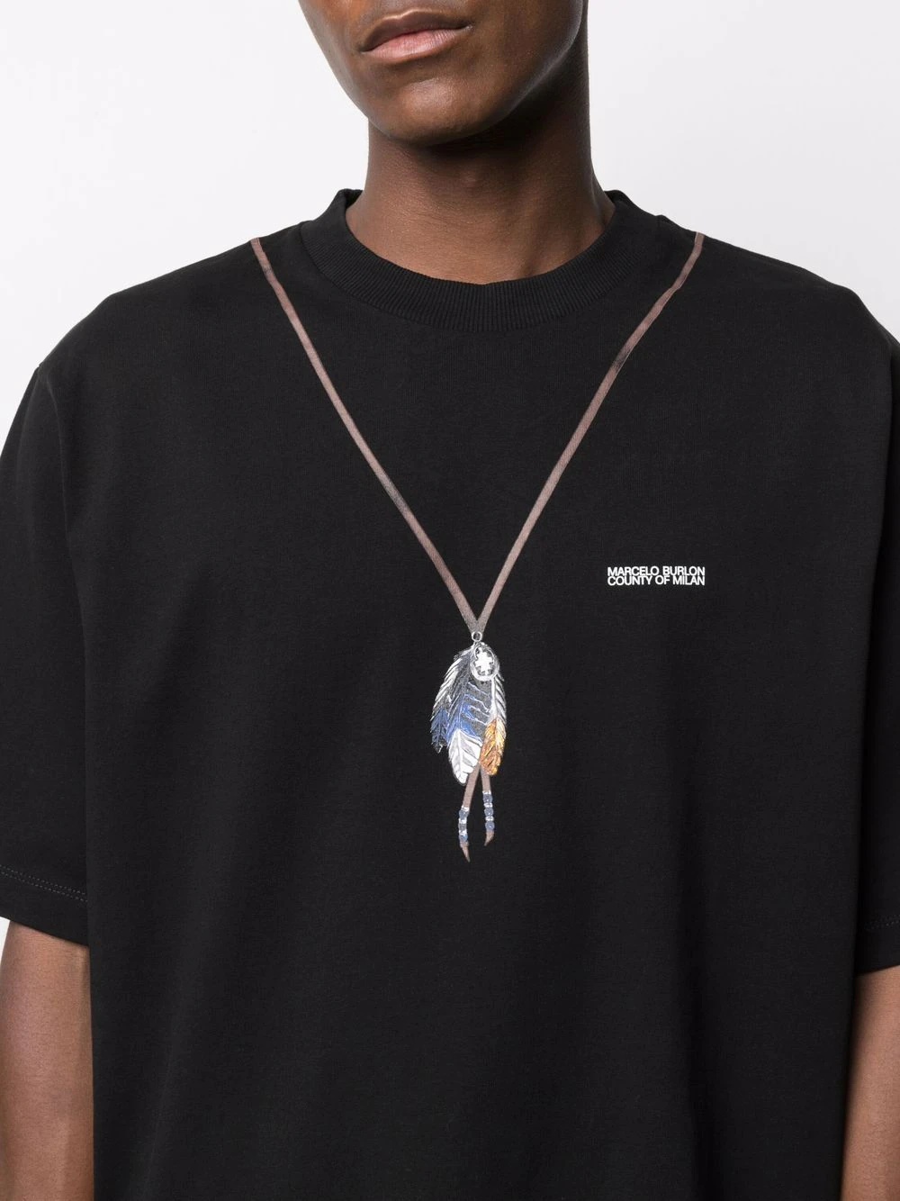 feather necklace logo T-shirt - 5