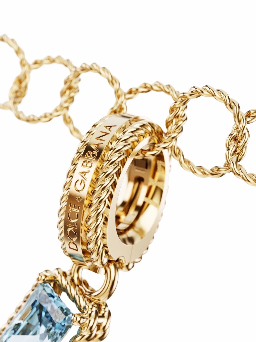18kt yellow gold U letter gemstone pendant - 2