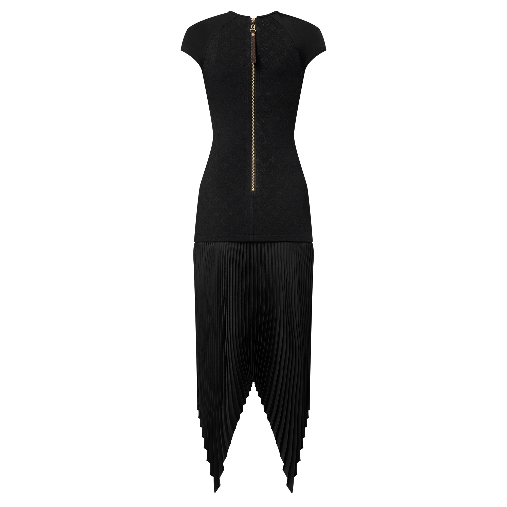 Embossed Monogram Pleated Dress - 3