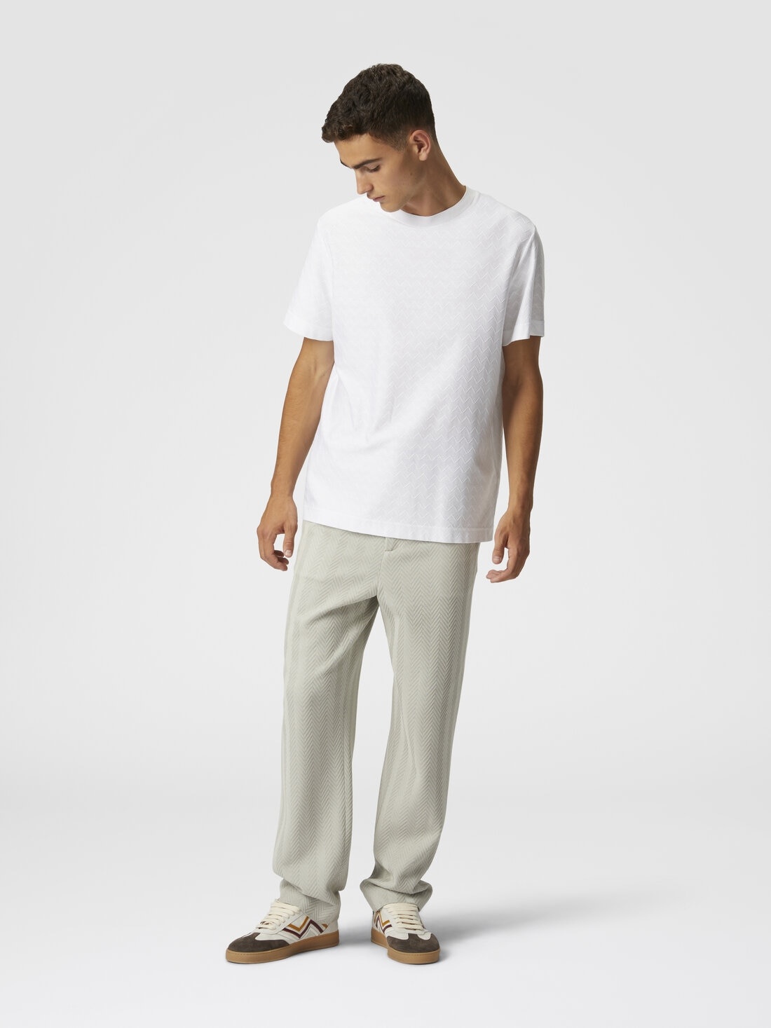Classic cotton and viscose zigzag trousers - 4
