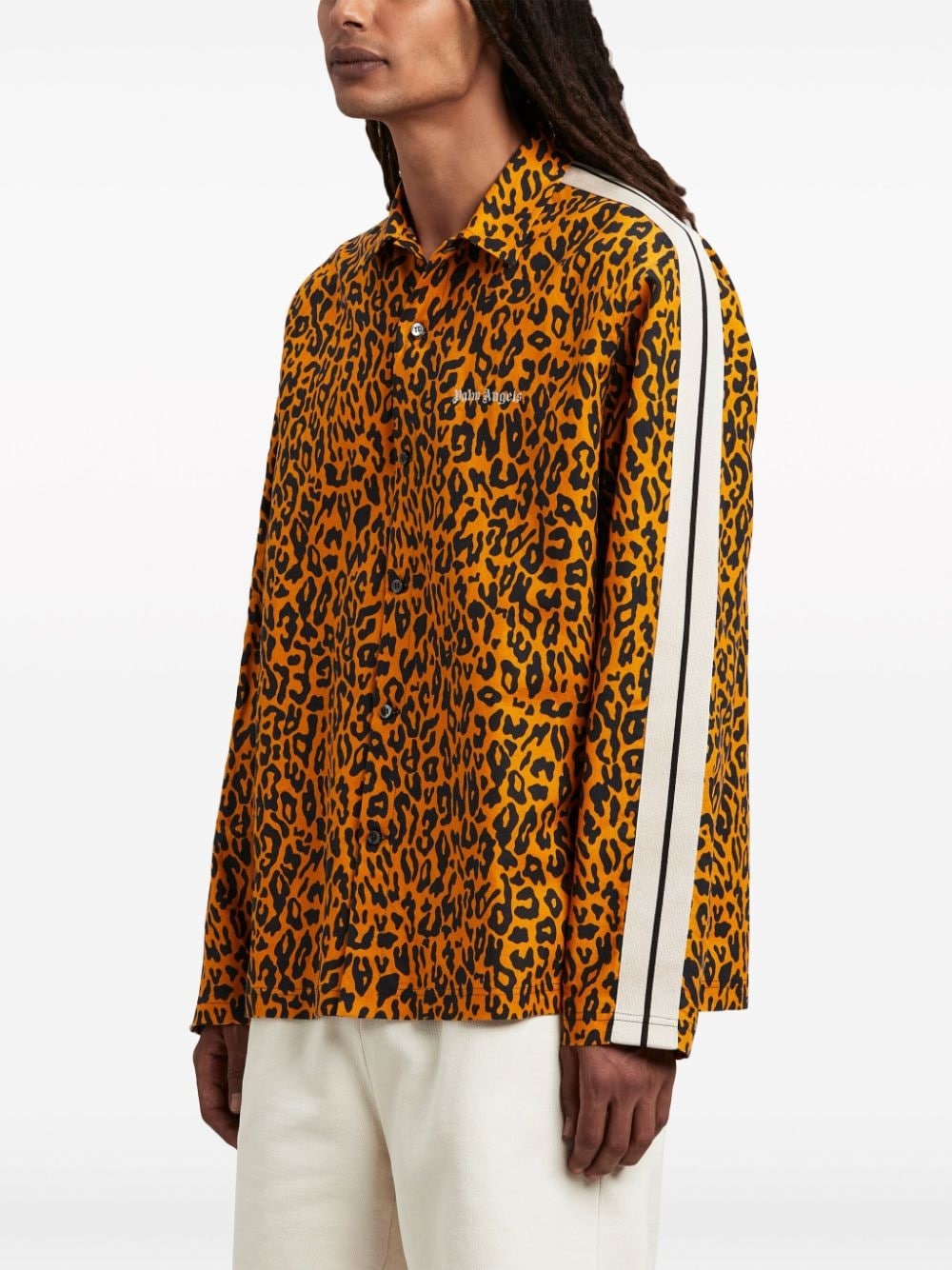 leopard-print linen-blend shirt - 4