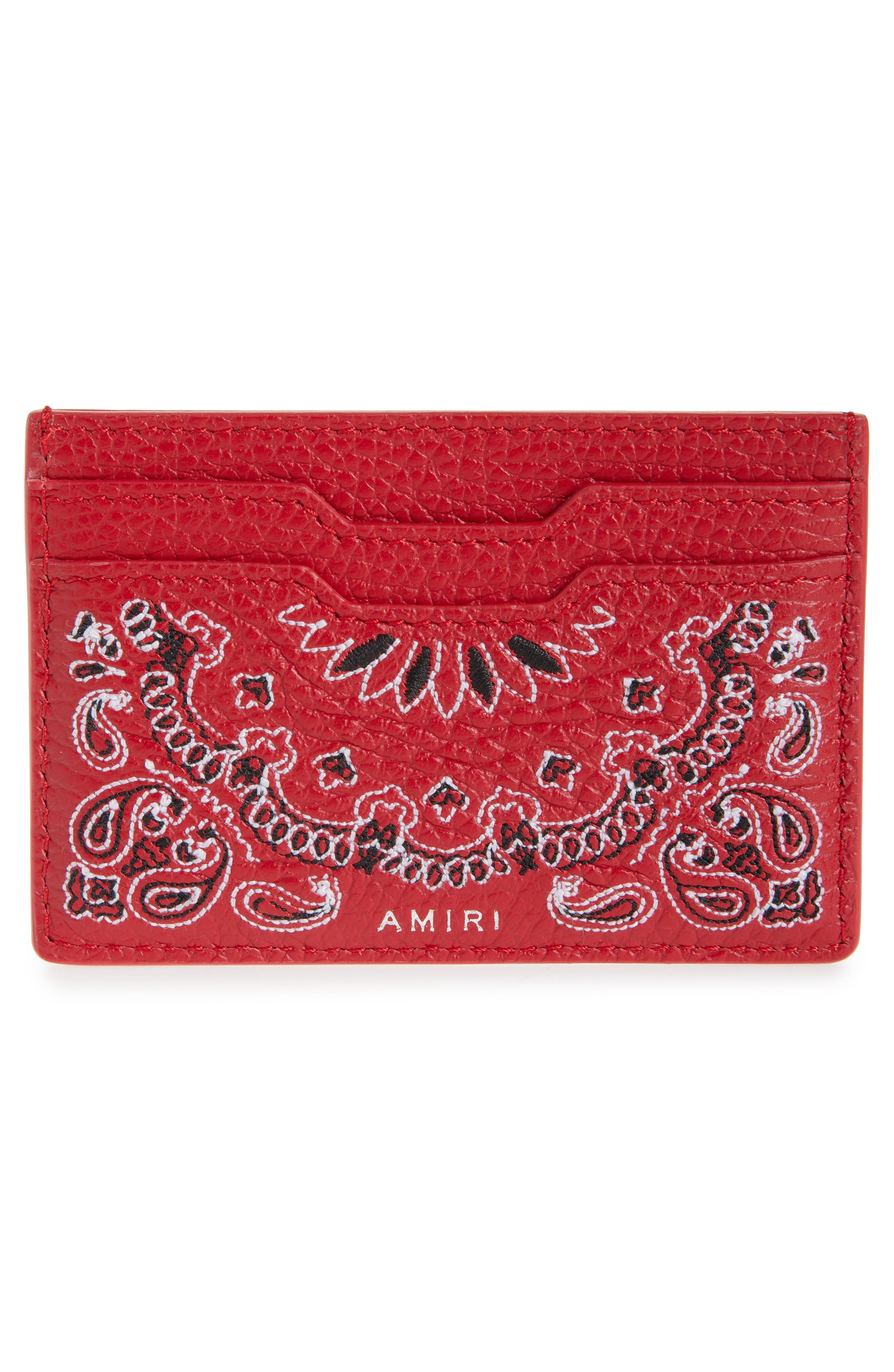 AMIRI Bandana Embroidered Leather Card Case at Nordstrom - 1