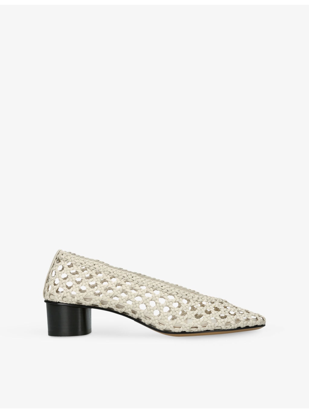 Woven Leather Heeled Ballet Pumps - 1