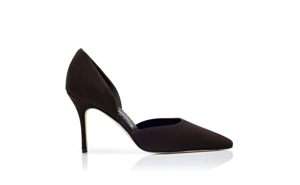 Dark Brown Suede D'Orsay Pumps - 1