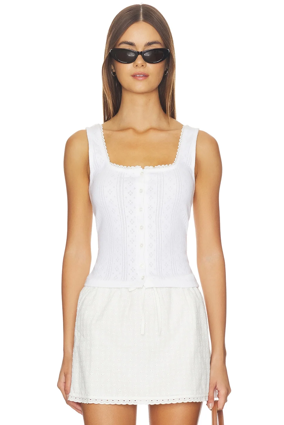 The Pointelle Button Down Tank Top - 1