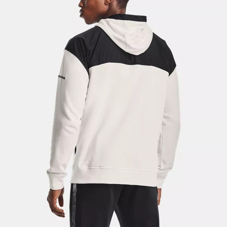 Men's Under Armour Rival Terry AMP Casual Sports Zipper Hooded Jacket White 1361595-112 - 5