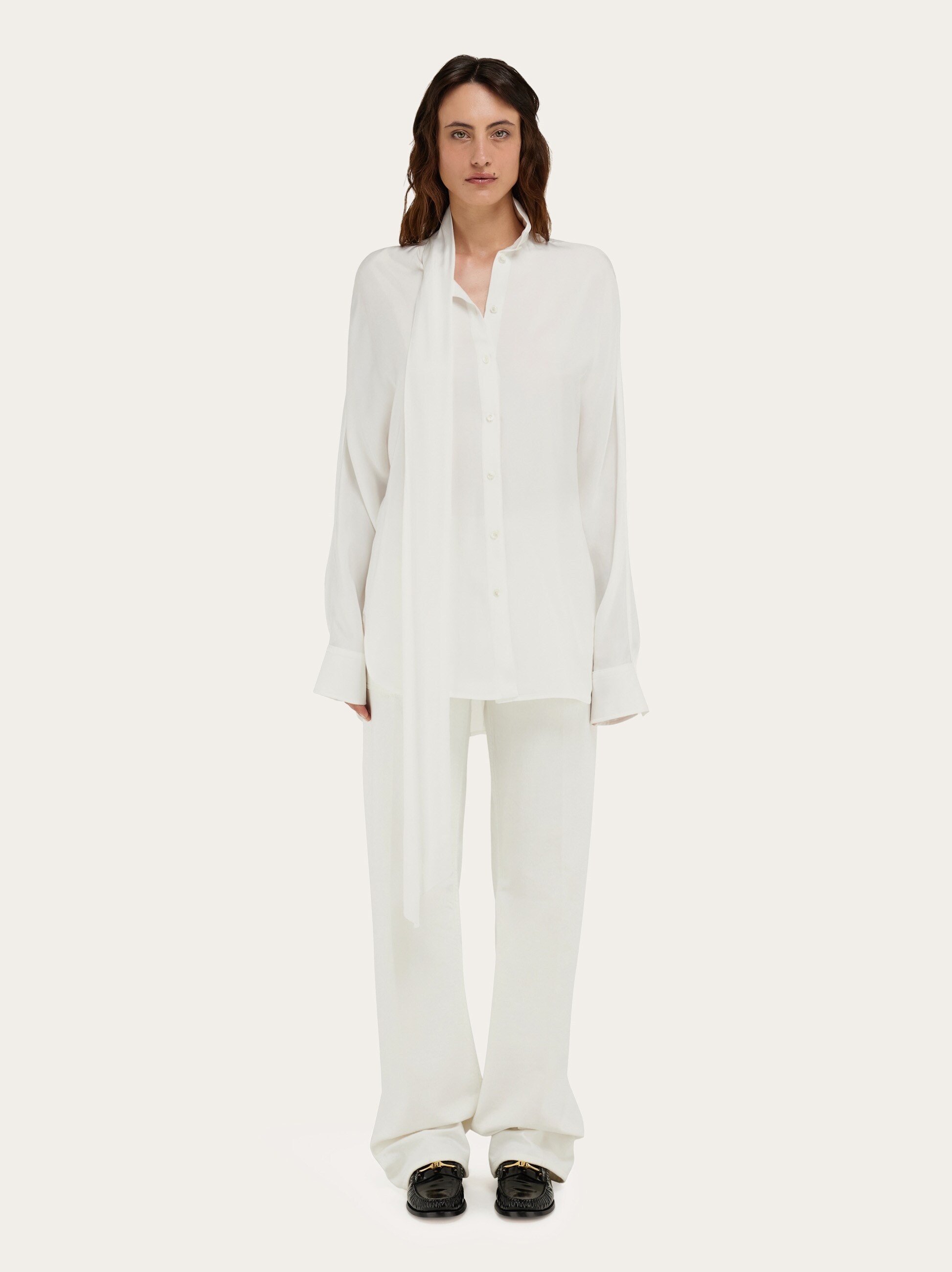 Viscose blouse with sash collar - 8