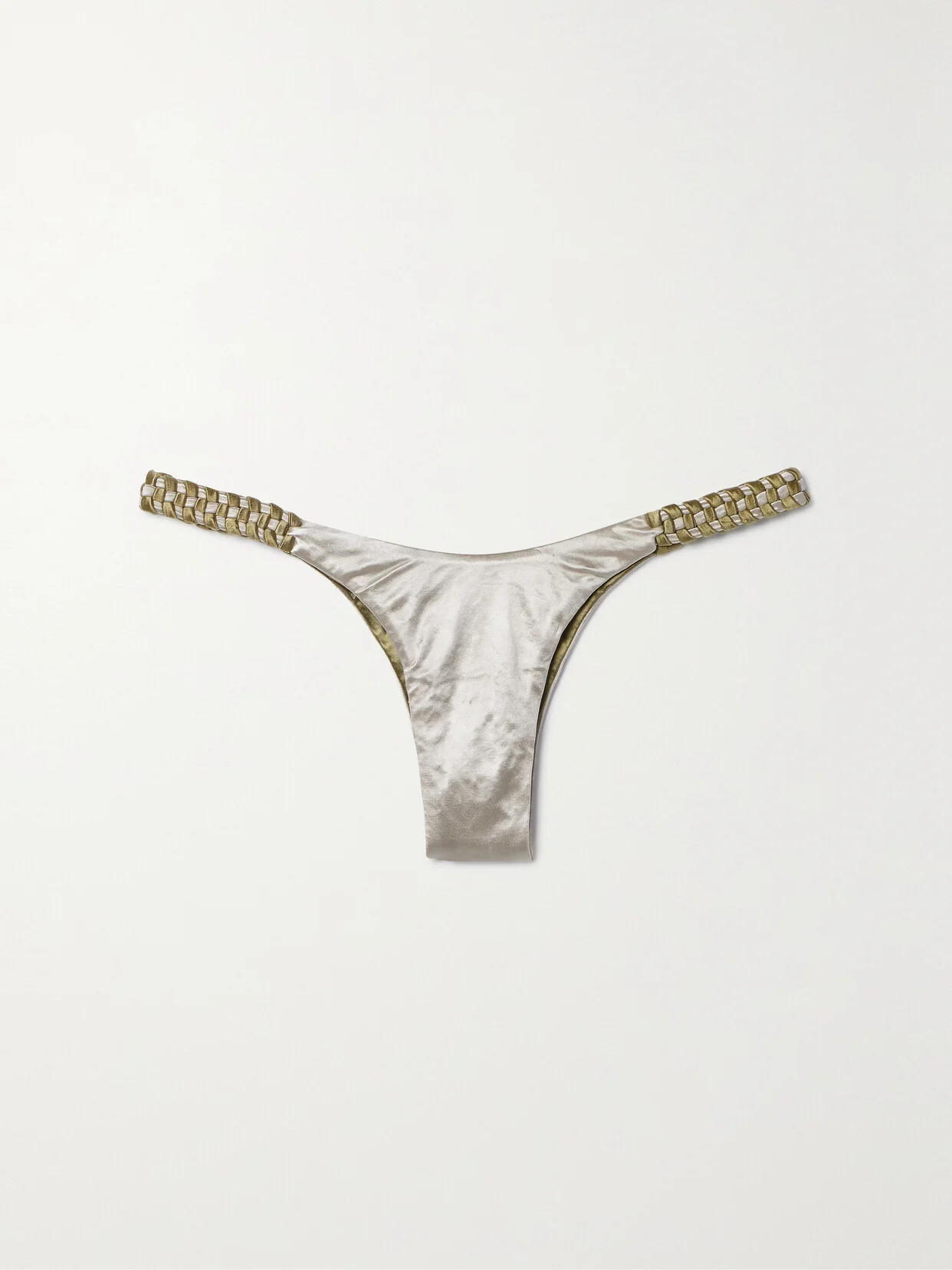 Highweave Metallic Woven Stretch-satin Bikini Briefs - 1