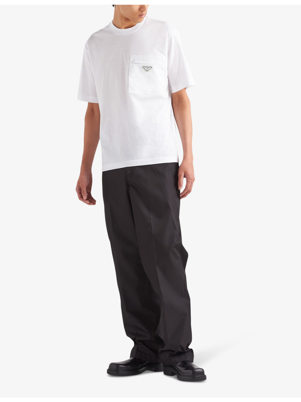 Re-Nylon brand-plaque cotton and recycled-nylon T-shirt - 2