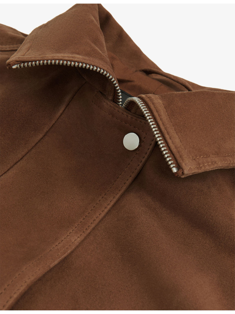 Kiara Funnel-Neck Suede Bomber Jacket 6