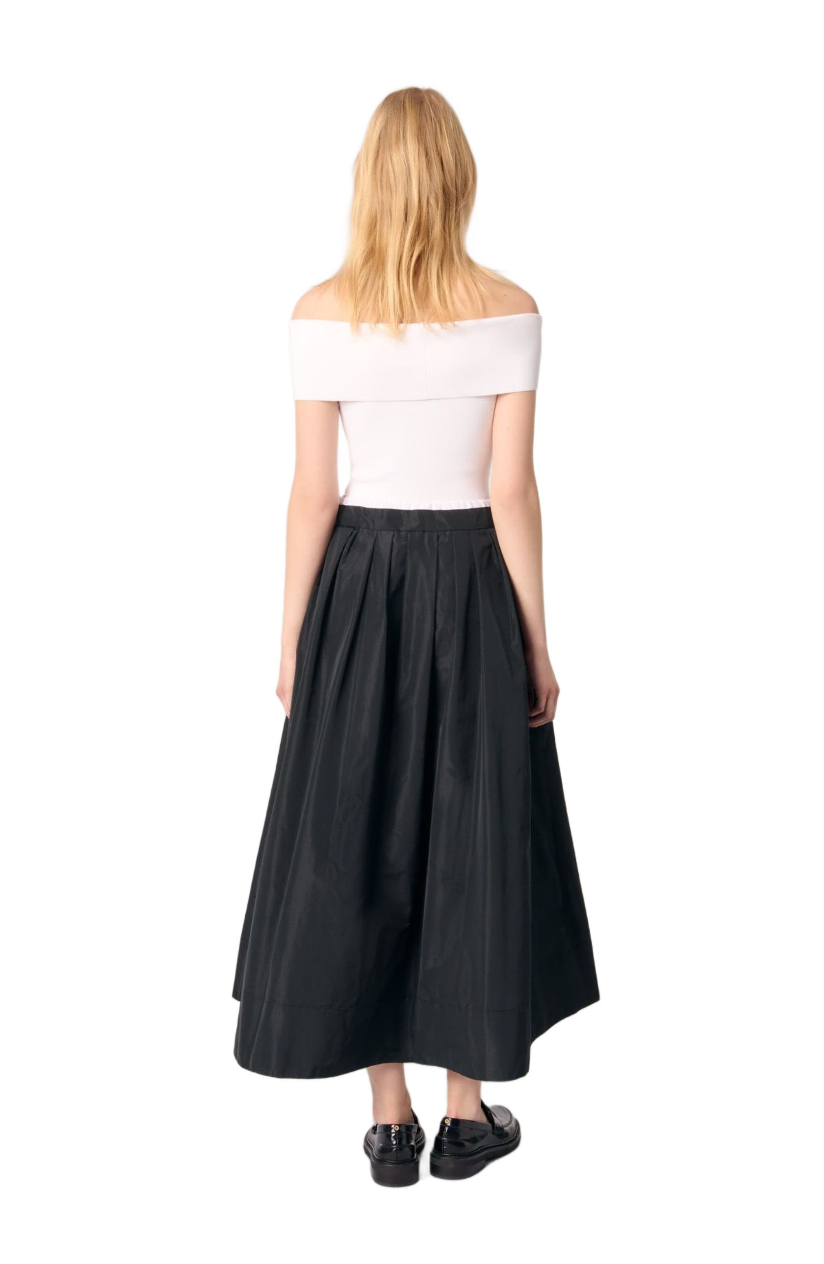 maje Long skirt with contrast waistband in Black at Nordstrom - 2