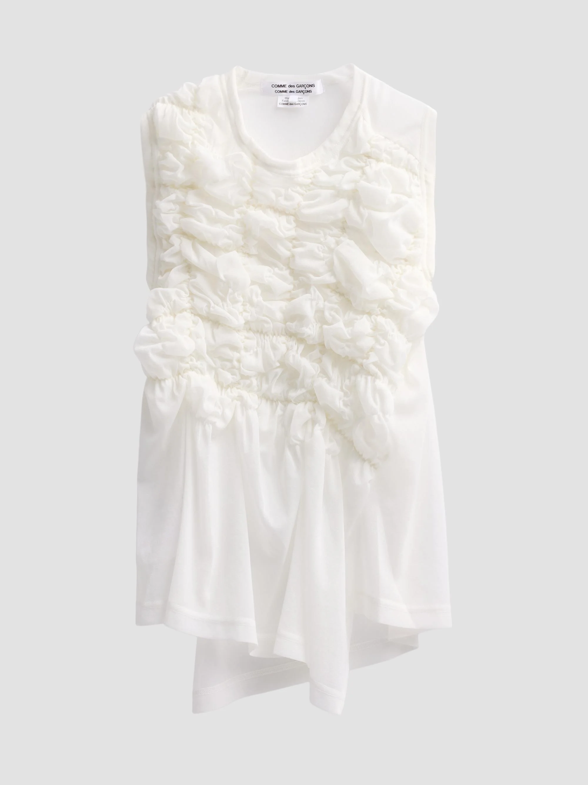 Women's Chiffon Textured Sleeveless Top - Off White - 1