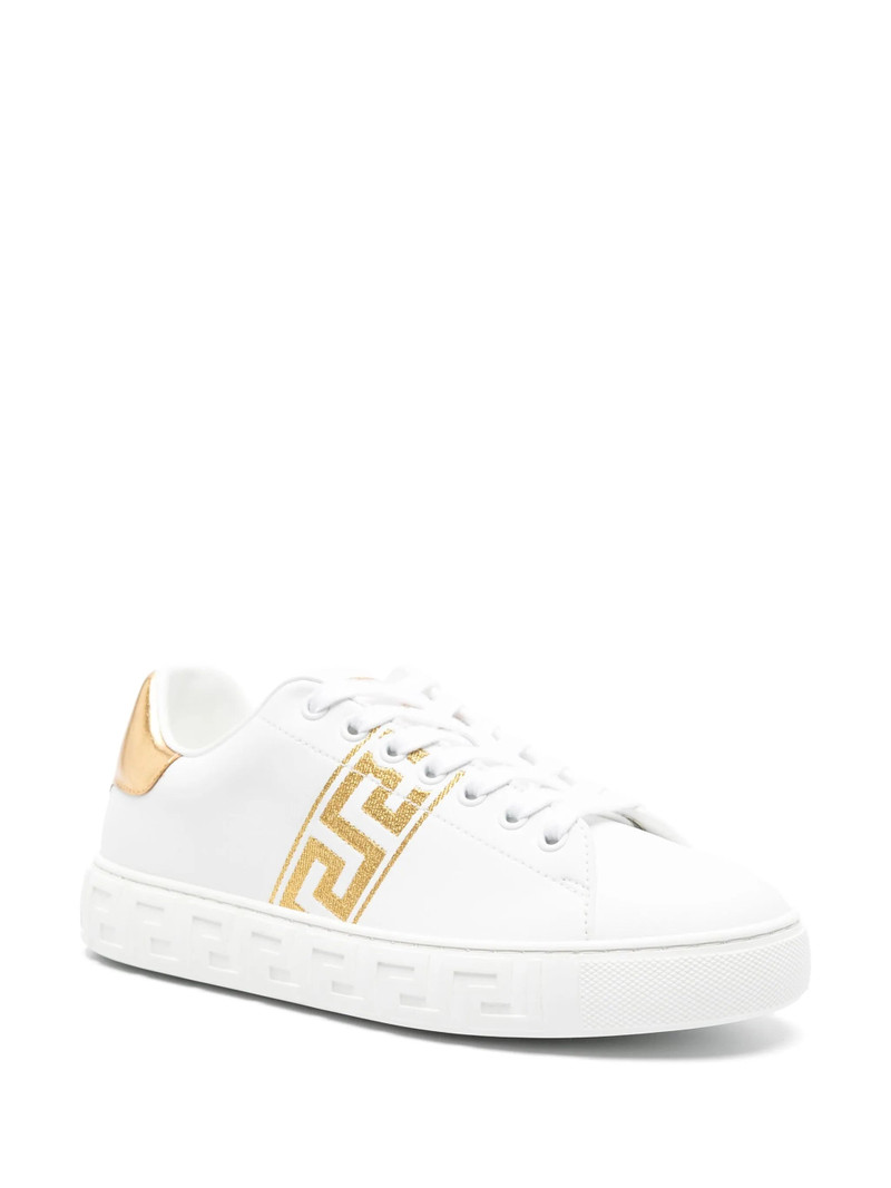 VERSACE Versace Greca-embroidered Leather Sneakers outlook