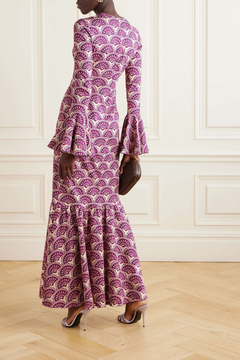 Alba ruffled printed stretch-jersey maxi dress Red 3