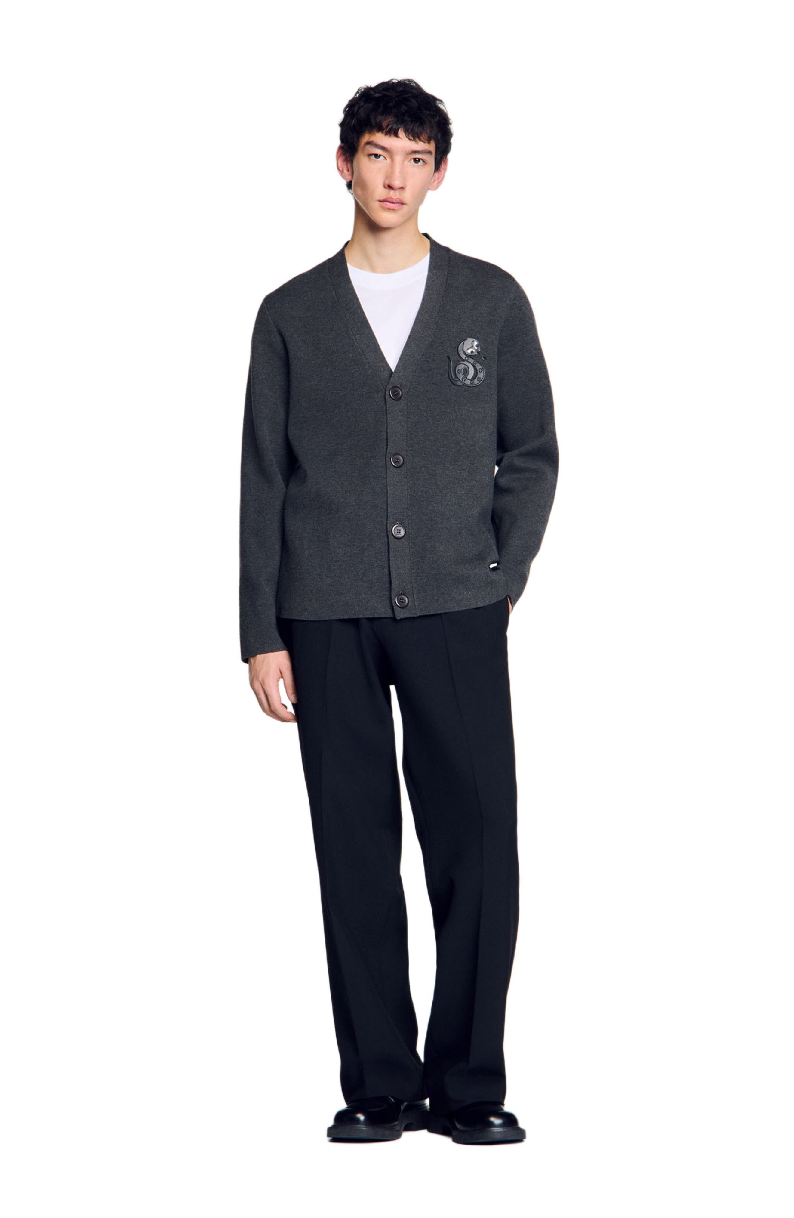 SANDRO Cardigan with snake detail in Lime at Nordstrom - 5