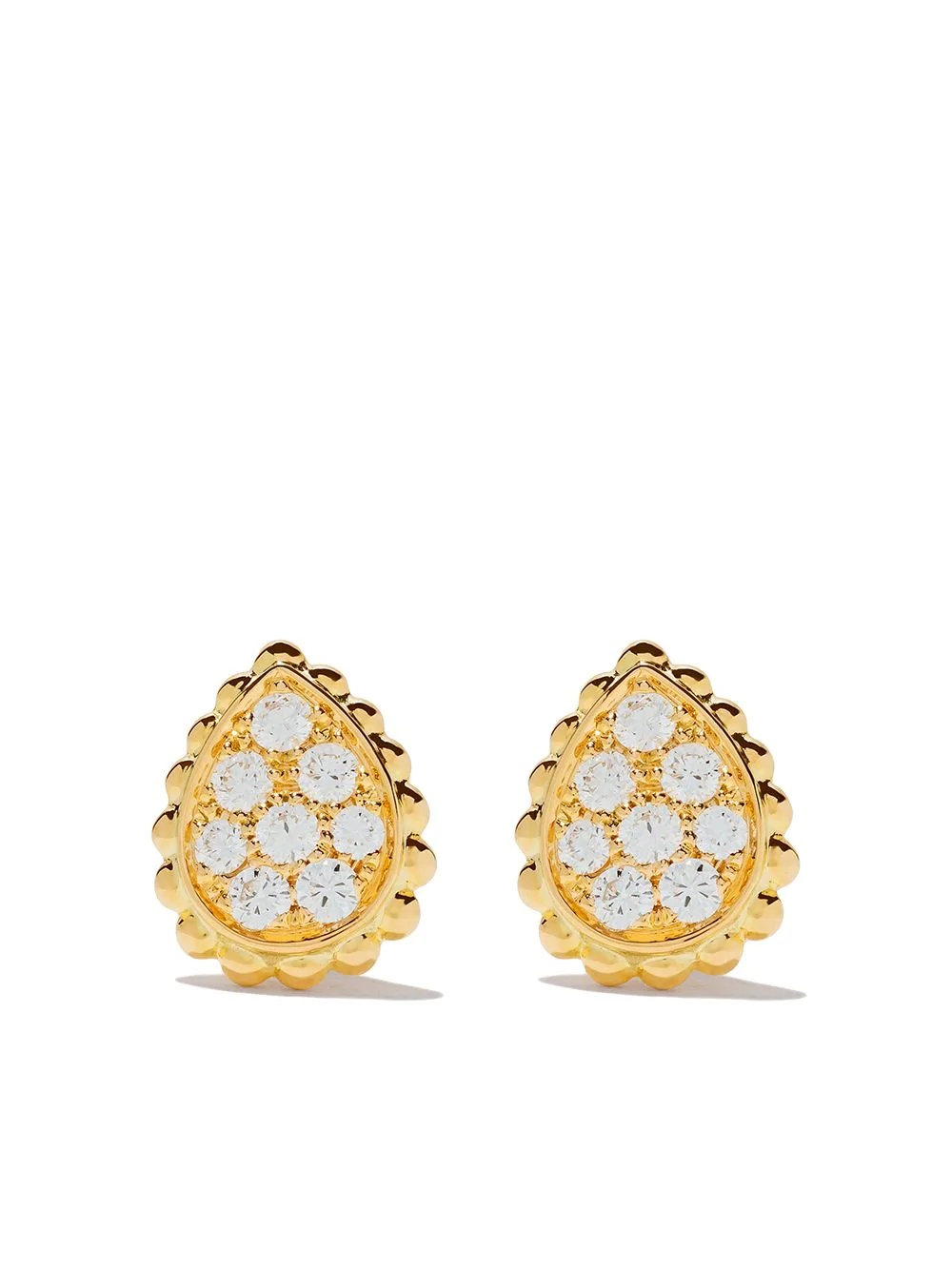 18kt yellow gold Serpent Bohème diamonds XS motif teardrop stud earrings - 1