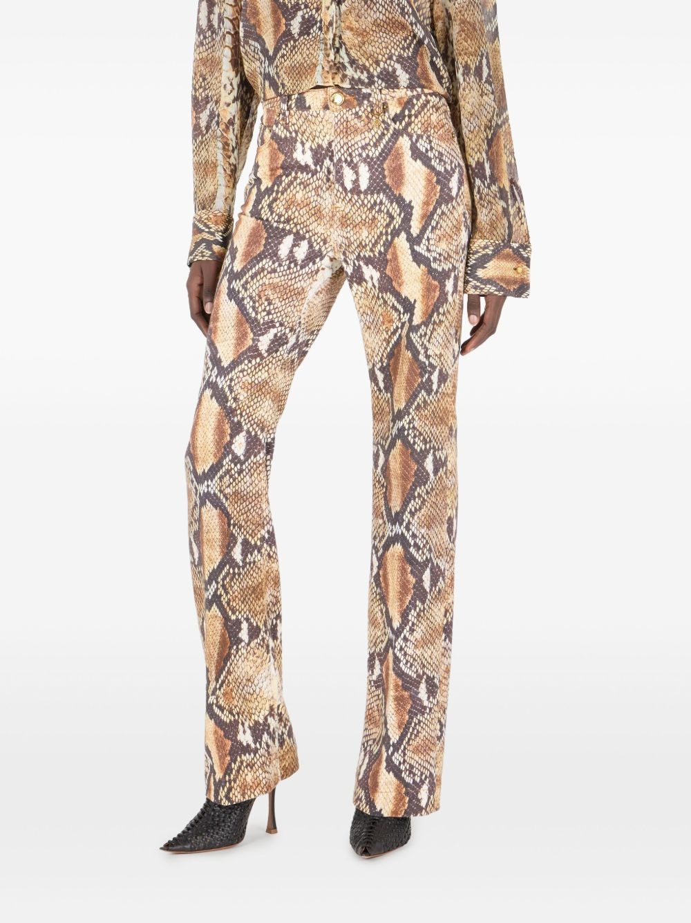 snakeskin-print trousers - 3
