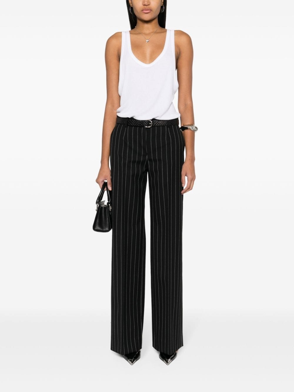 pinstriped straight-leg trousers - 2