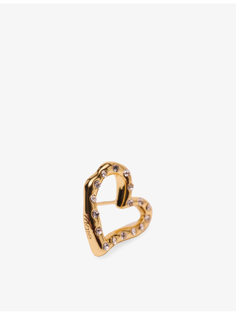 maje Heart Rhinestone-Embellished Brass Stud Earrings outlook