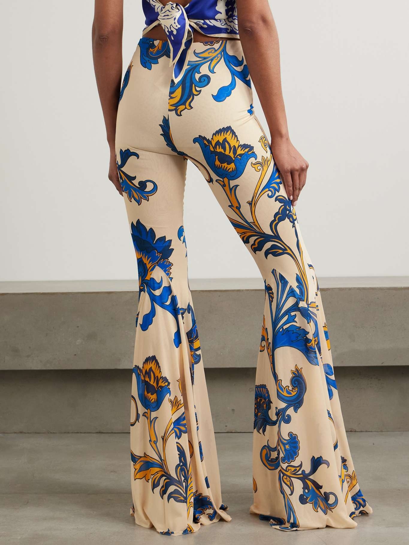 Printed jersey flared pants Beige - 3
