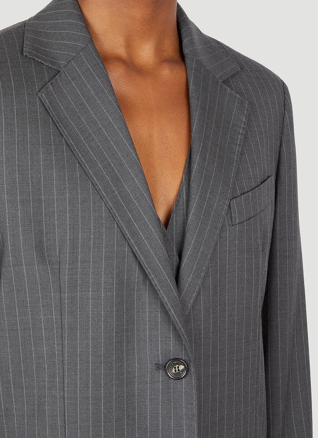 Max Mara Women Pinstriped Wool Blazer - 5