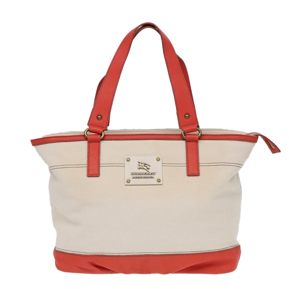 Burberry Blue Label Tote Bag Canvas White Orange - 13