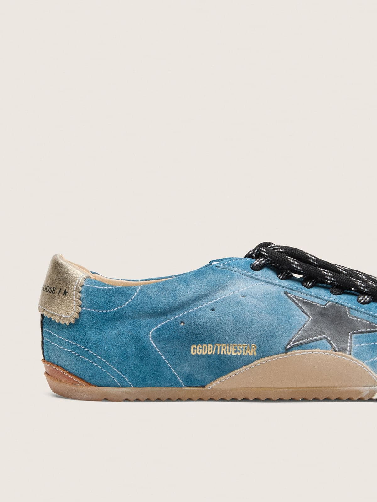 Men's True-Star in teal suede with black star and cream heel tab - 4
