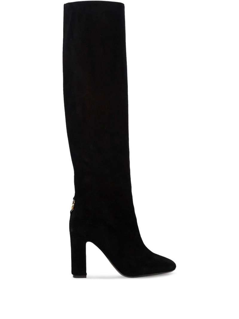 chain-embellished block-heel boots 1