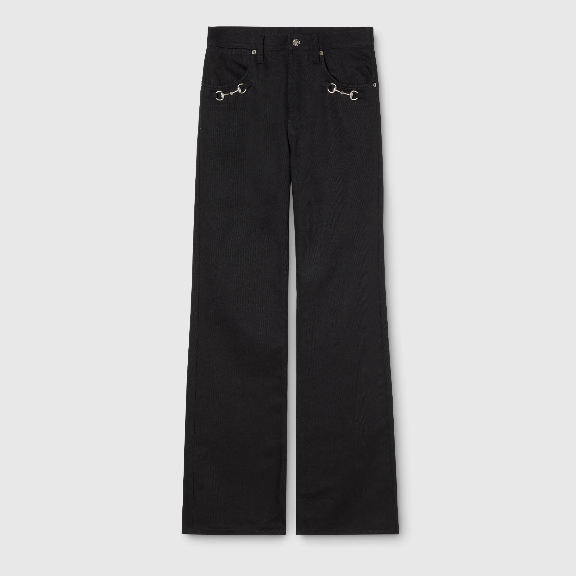 Cotton denim pants with Horsebit detail - 1
