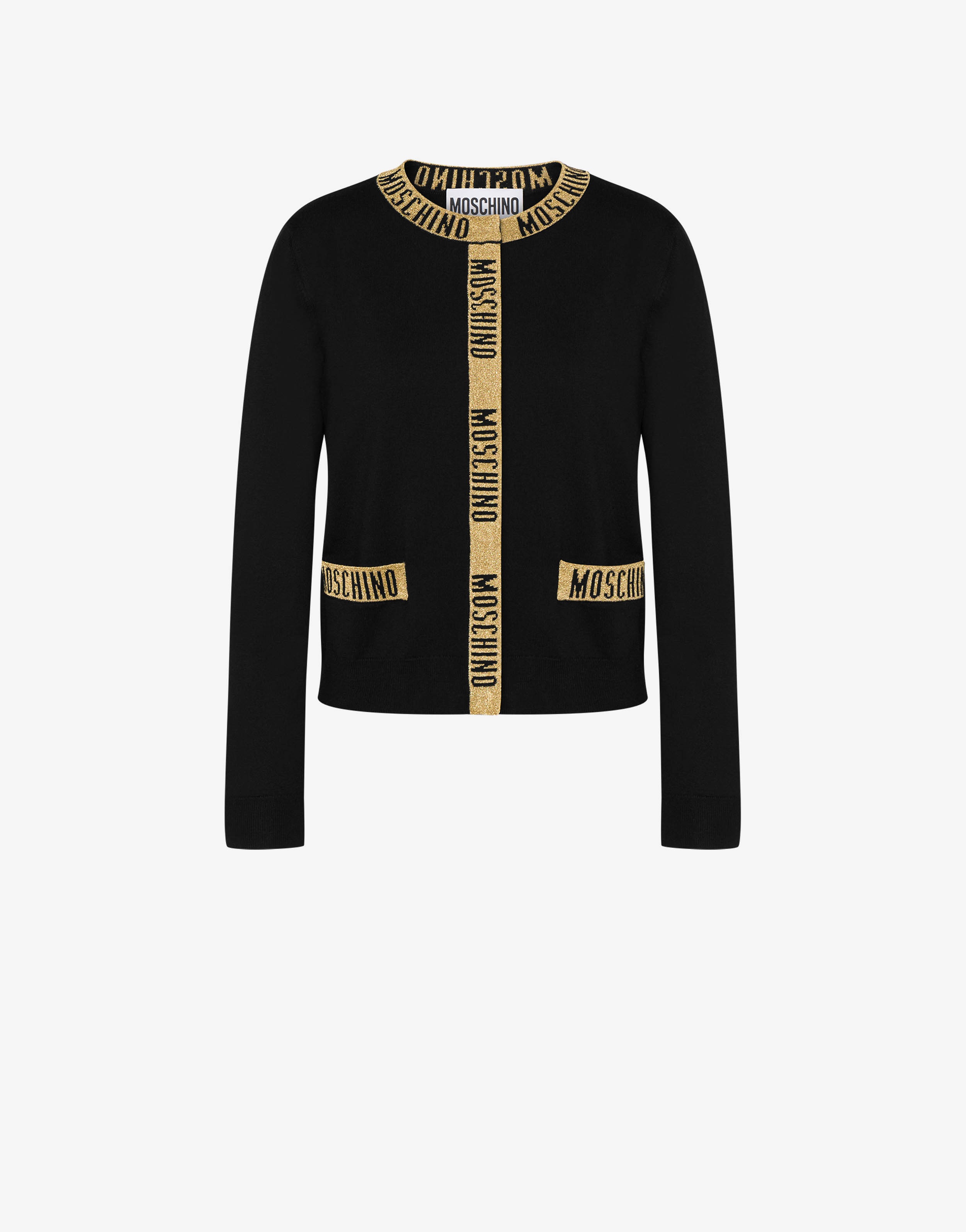LOGO TAPE WOOL CARDIGAN - 1