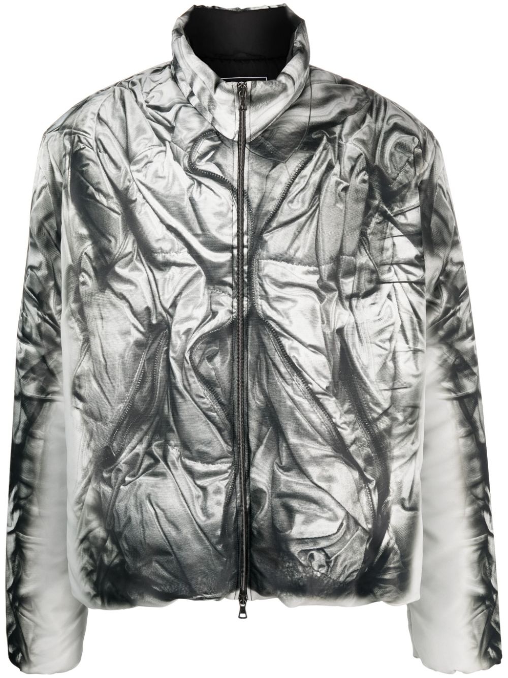 Compact-print high-neck jacket - 1