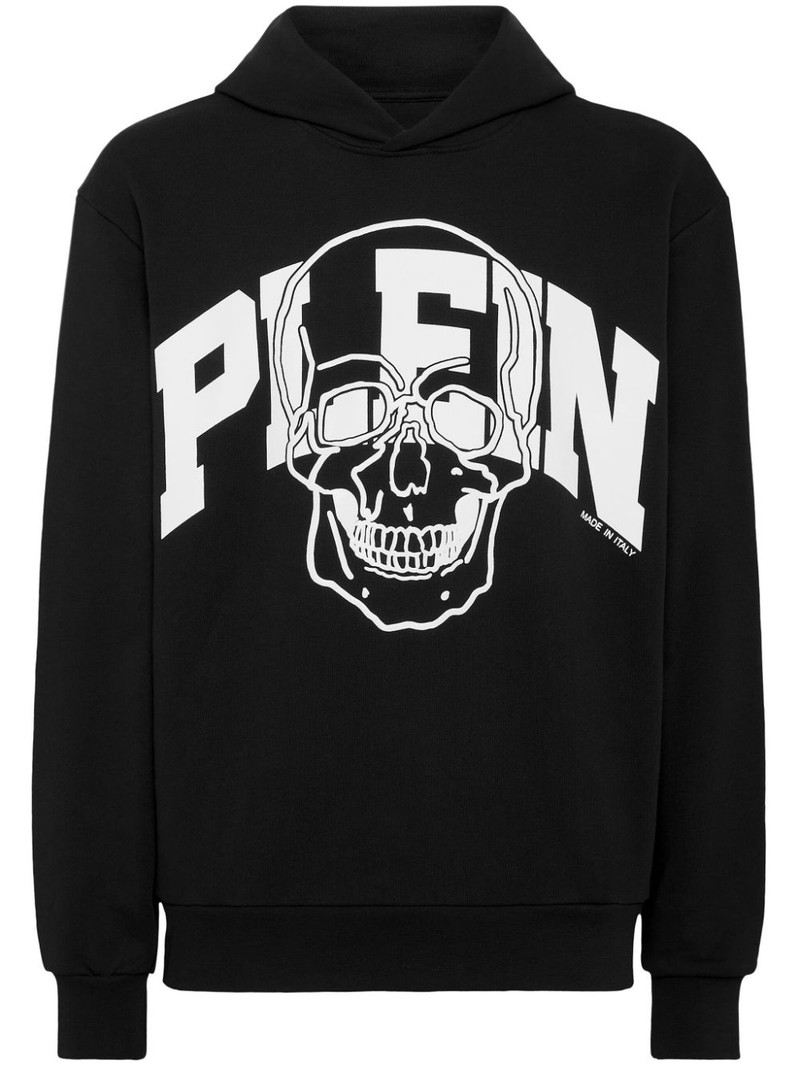 Skull 로고 인쇄 면 후드 1