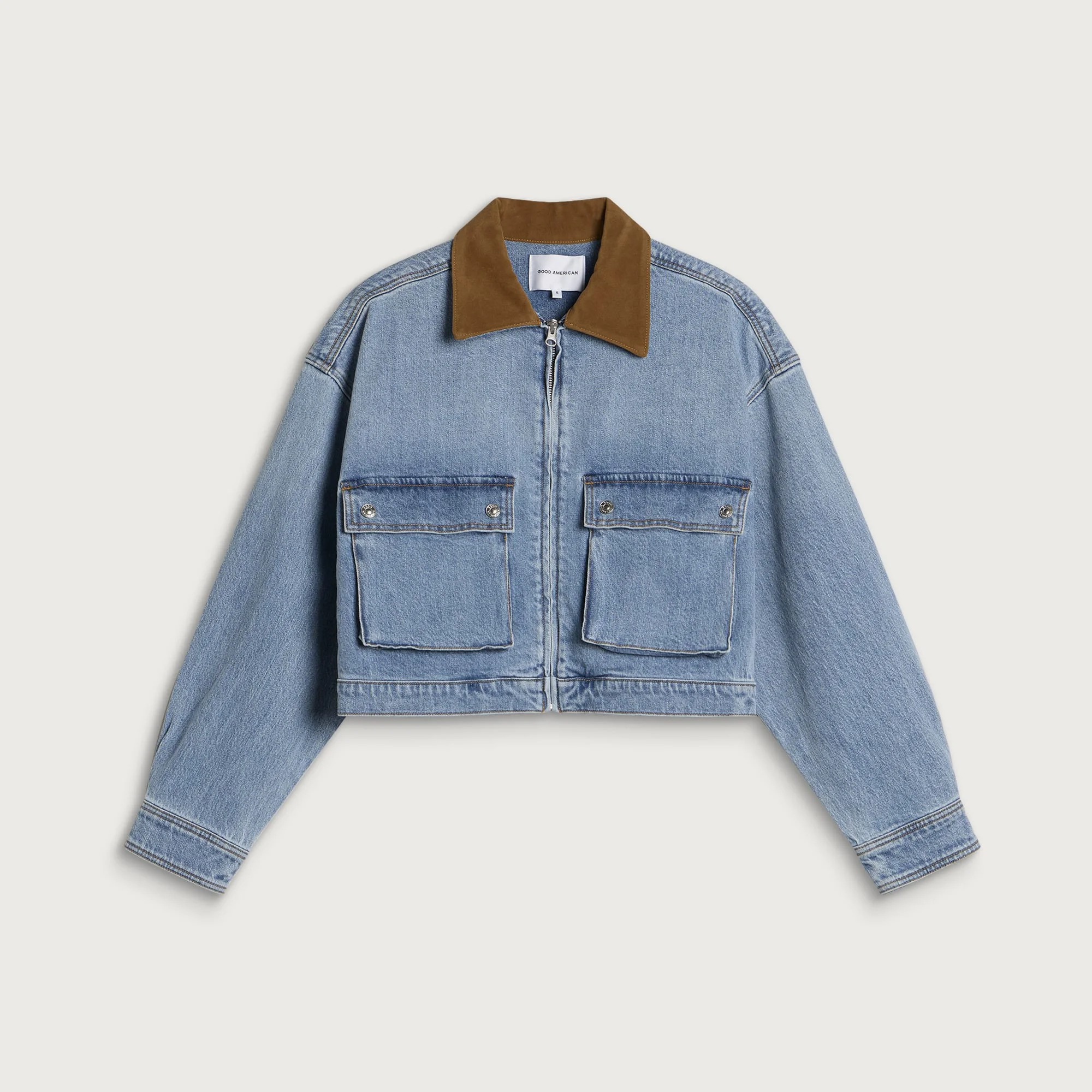 Good American Denim Swing Cropped Jacket - 1
