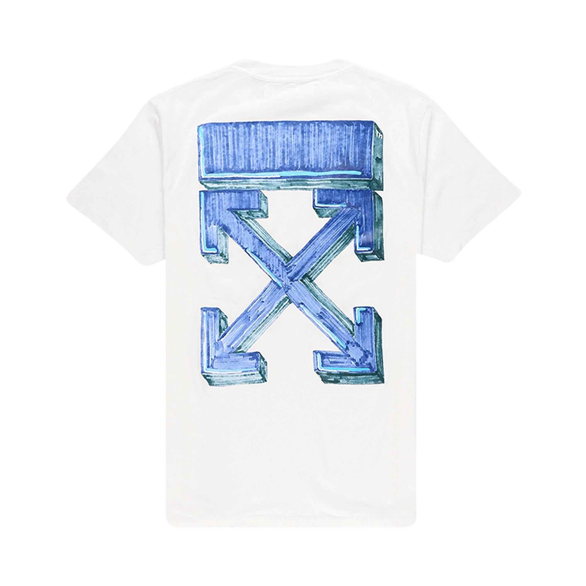 Off-White Marker Short-Sleeve Slim Tee 'White/Blue' - 2