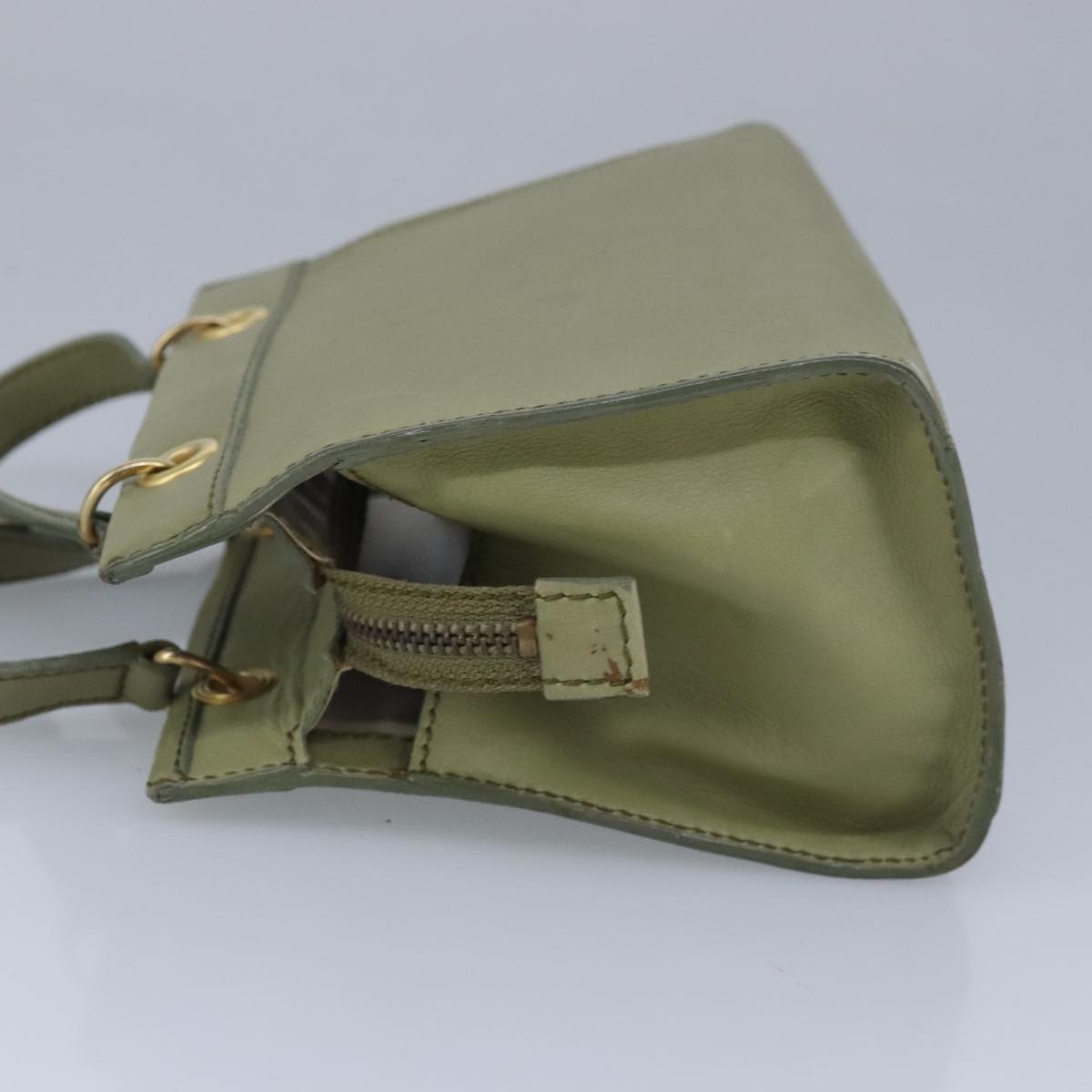 CELINE Hand Bag Leather Khaki - 4